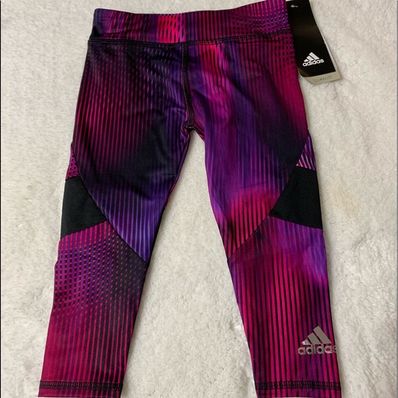 NWT Adidas Pink Print Leggins Girls Size 2T - Picture 1 of 8